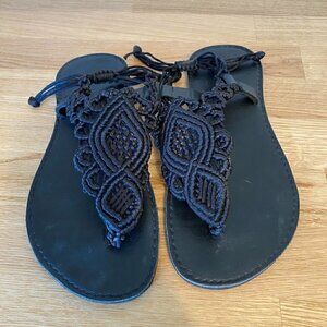 Mr. Blackbird Tulum Macrame Sandals Black